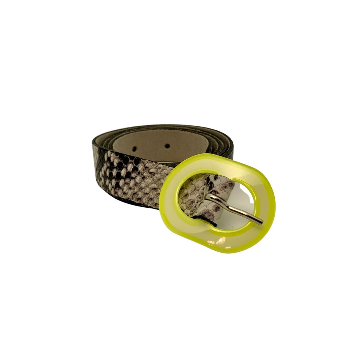 Neon Buckle Python Leather Belt – Styling Room